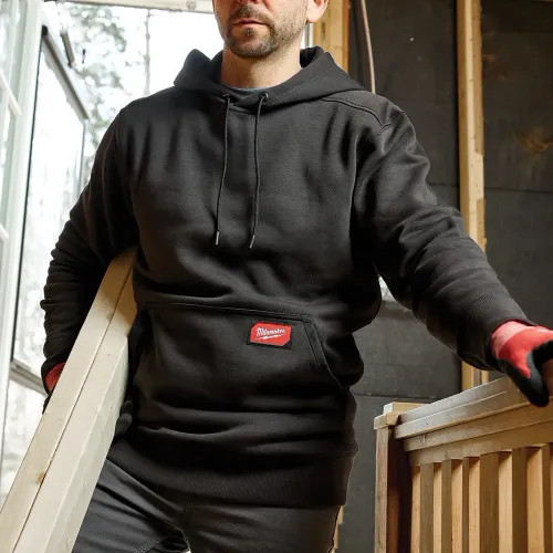 Milwaukee 2XL Black Men's Midweight Cotton/Polyester Long-Sleeve Pullover Hoodie - 351B-2X 
