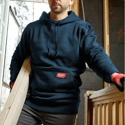 Milwaukee 2XL Blue Men's Midweight Cotton/Polyester Long-Sleeve Pullover Hoodie - 351BL-2X 