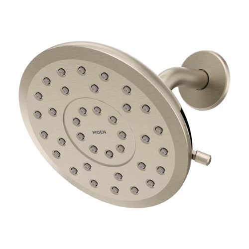 Moen Verso 7in Brushed Nickel Round Rainshower Head with Infiniti Dial, Eco-Performance, 1.75 GPM - 220R7EPBN