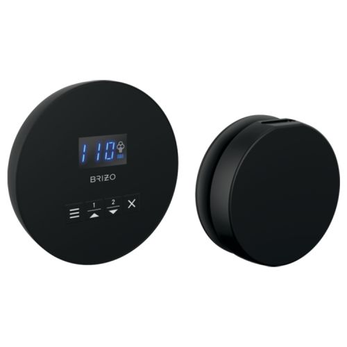 Brizo Mystix 4in Matte Black Round Steam Control and Head, Dual Temperature Sensor Technology - 8CH-250R-BL