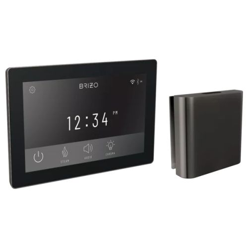 Brizo Mystix Square-Shaped Black Onyx Digital Steam Control Kit with Built-In WiFi and Bluetooth, Lumicoat Technology, 12 Presets - 8CH-600S-BNX-L