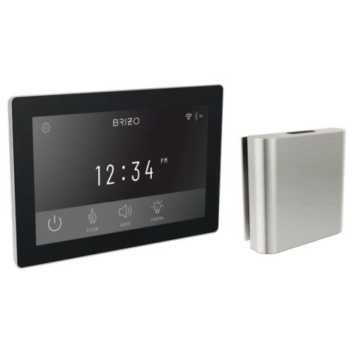 Brizo Mystix Square-Shaped Brushed Nickel Digital Steam Control Kit with Built-In WiFi and Bluetooth, Lumicoat Technology, 12 Presets - 8CH-600S-BN-L