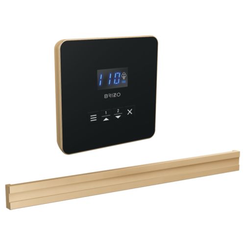 Brizo Mystix Square-Shaped Lumicoat Polished Gold Steam Control Kit with Patented Dual Sensor, Programmable Time and Temperature - 8CB-250L-PG-L