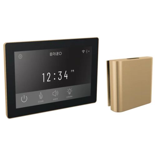 Brizo Mystix Square-Shaped Luxe Gold Digital Steam Control Kit with Built-In WiFi and Bluetooth, Lumicoat Technology, 12 Presets - 8CH-600S-GL-L