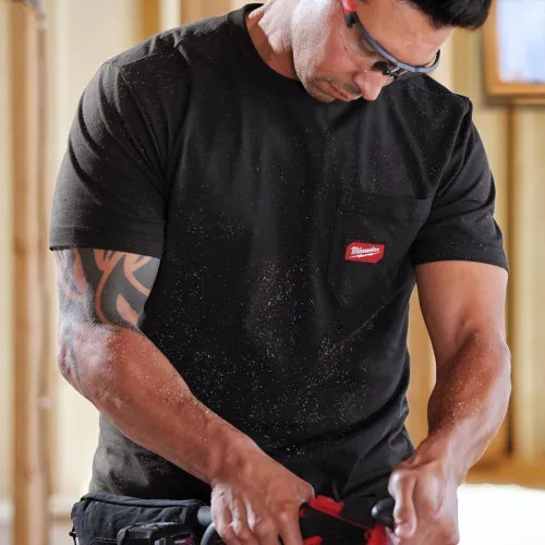 Milwaukee 3XL Men's Black GRIDIRON Cotton/Polyester Gen ll Short-Sleeve Pocket T-Shirt - 605B-3X 