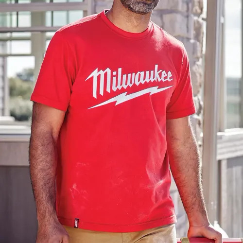Milwaukee GRIDIRON Extra Large Men's Red Heavy-Duty Short-Sleeve T-Shirt - 607R-XL 