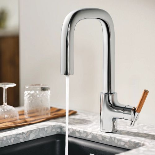 Moen Tenon Chrome Single-Handle Pulldown Prep/Bar Faucet with PowerBoost Technology, Reflex Pulldown System, DuraLock Quick Connect, 1.5 GPM - S64001