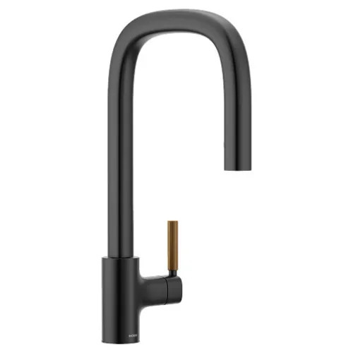 Moen Tenon Matte Black Single Handle Pulldown Kitchen Faucet with Motion Control, PowerBoost, Reflex, Duralock, and Duralast - S74001EV2BL