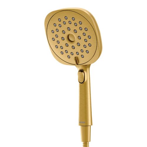 Moen Verso 5in Square Brushed Gold Single-Function Handheld Shower with Infiniti Dial, Magnetix Technology, Eco-Performance, 1.75 GPM - 220H5EPBG 