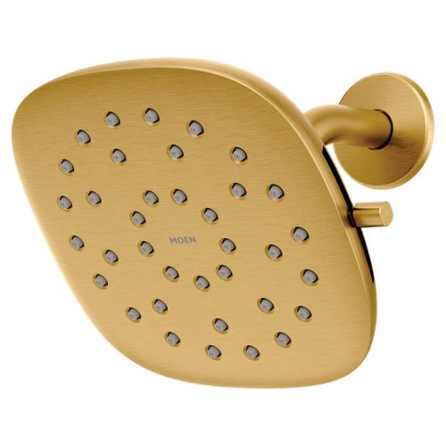 Moen Verso 7in Square Brushed Gold Rainshower Head with Infiniti Dial, 2.5 GPM - 220R5BG