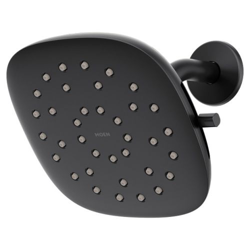 Moen Verso 7in Square Matte Black Rainshower Head with Infiniti Dial, Eco-Performance, 1.75 GPM - 220R5EPBL