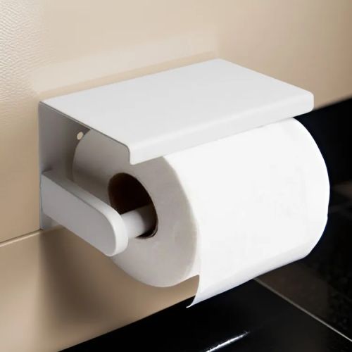 ALFI Toilet Paper Holder with Shelf, Matte White - ABTPC66-W
