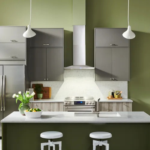 Broan-NuTone 30" Convertible Wall-Mount Low Profile Pyramidal Chimney Range Hood, 450 CFM, Stainless Steel - BWS1304SS