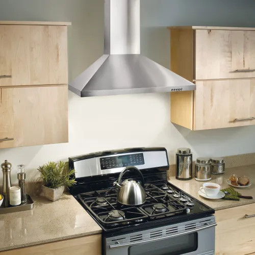 Broan-NuTone 36-Inch Convertible European Style Wall-Mounted Chimney Range Hood With LED Light, 380 CFM, Stainless Steel - BW5036SSL