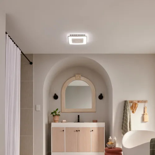Broan-NuTone Roomside Series 110 CFM Voice Controlled Smart Exhaust Fan with Dimmable LED Light and Speakers -  VC110CCT