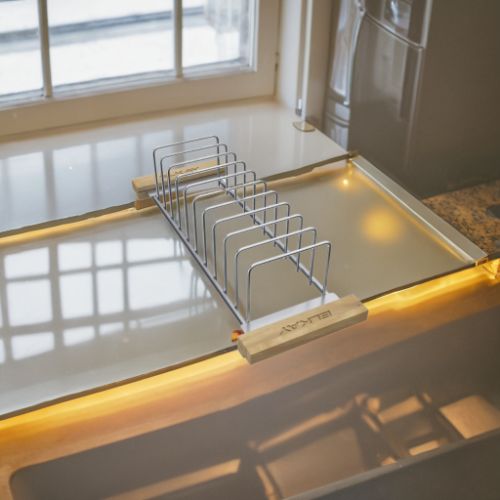 Elkay Stainless Drying Rack with Wood Handles - LKDR0718SS