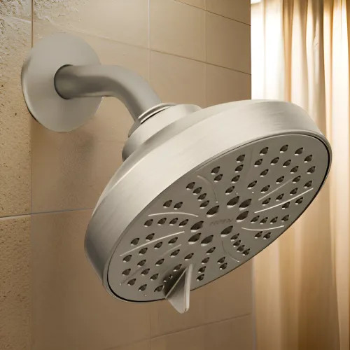 Moen 4-1/2" 6-Function Round Showerhead with WaterSense Certification, Eco-Performance, 1.5 GPM, Brushed Nickel - 6512EP15BN