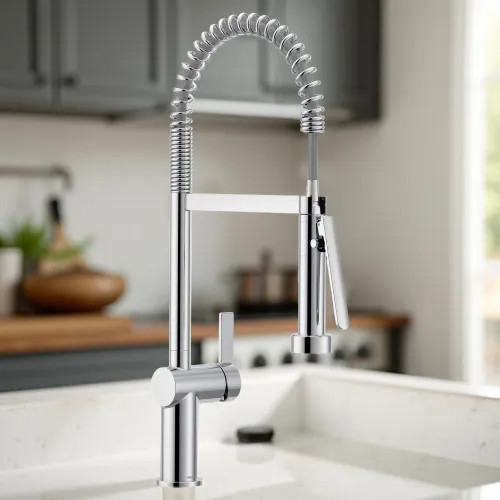 Moen Cia Single-Handle Semi Pro Spring Pulldown Kitchen Faucet with PowerBoost, 1.5 GPM, Chrome - 7822 
