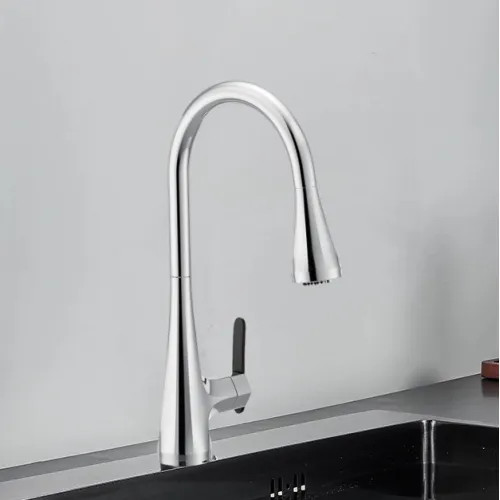 Moen Sinema Chrome Single-Handle High-Arc Pulldown Kitchen Faucet with 3-Water Filter Function Spray Wand, WaterSense, PowerClean, ADA-Compliant, 1.5 GPM - FS7235