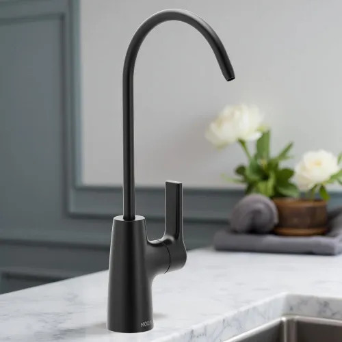 Moen SIP Transitional Single-Handle High Arc Beverage Faucet, Metal, Lever Handle, 1.5 GPM, Matte Black - F7620BL