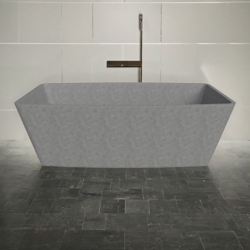 ALFI Gray Matte Solid Concrete 71in Freestanding Rectangular Bathtub with Center Drain - ABCO71TUB