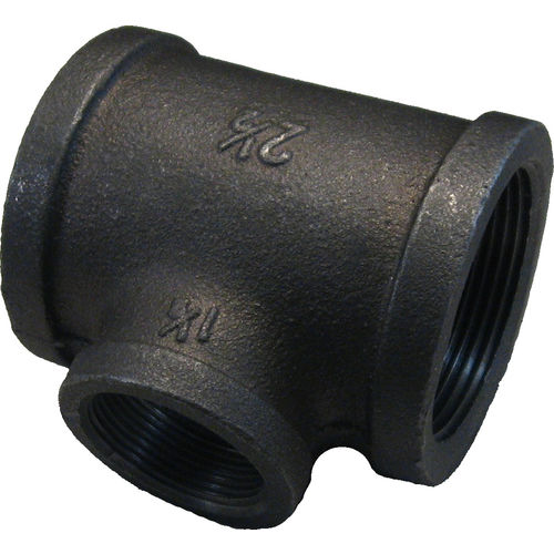 2-1/2"x2-1/2"x1-1/2" Black Iron Tee