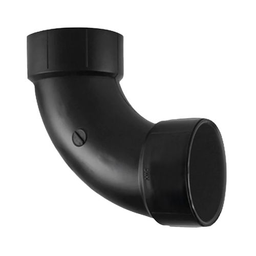 3" ABS DWV (Drain Waste and Vent) Long Sweep 90-Degree Elbow - Spigot x Hub