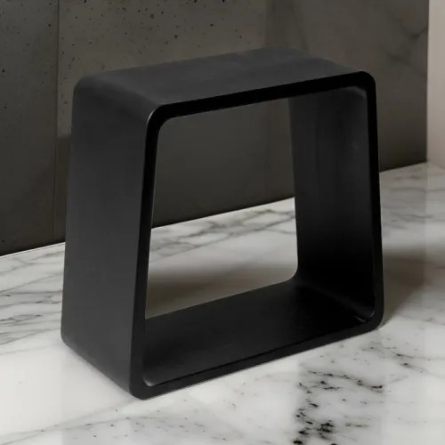 ALFI Matte Black Solid Resin Composite Surface, 16in Bathroom/Shower Stool - ABST55BM
