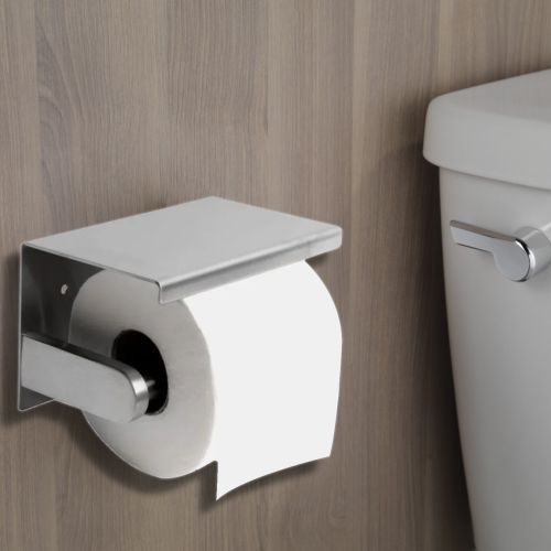 ALFI Toilet Paper Holder with Shelf, Brushed Stainless Steel - ABTP66-BSS