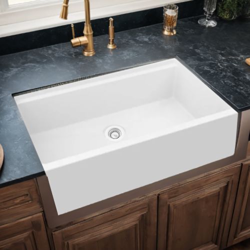 Elkay Quartz Luxe Arctic Fox 36in x 22in x 9in Single Bowl Apron Farmhouse Workstation Kitchen Sink Kit with Cutting Board, Drain  - ELXUFP362010FX0  