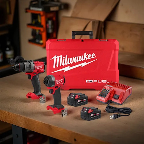 Milwaukee M18 FUEL 2-Tool Combo Kit with (2) REDLITHIUM XC5.0 Batteries, (1) Multi-Volt Charger, and (1) Contractor Bag - 3697-259