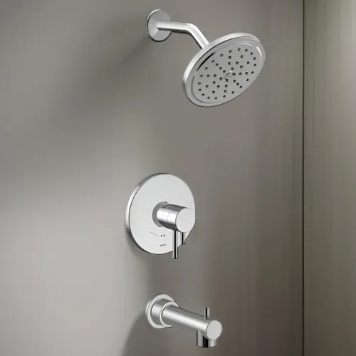 Moen Align Tub/Shower Faucet with Two-Handle Flow Control and Temperature Adjust Valve Trim, Lever Handles, M-Core 4, Thermostatic Cartridge, Chrome - UT4293EP