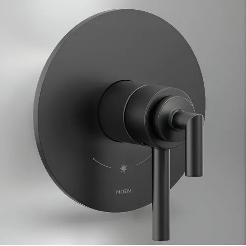Moen Arris Valve Only Trim w/ Flow Control and Temperature Adjust, Lever Handles, M-Core 4, Thermostatic Cartridge, 1.75 GPM, Matte Black - UTS42001BL