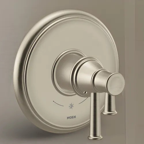 Moen Belfield Two-Handle Valve Only Trim w/ Flow Control and Temperature Adjust, Lever Handle, M-Core 4, Thermostatic Cartridge, Brushed Nickel - UT4311BN