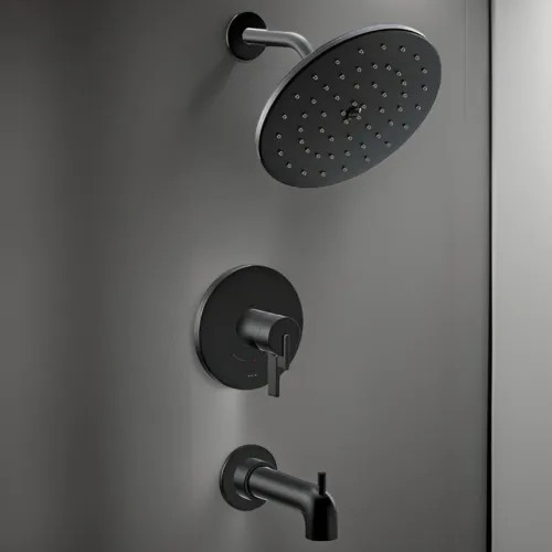 Moen CIA Tub/Shower Faucet with Two-Handle Flow Control and Temperature Adjust Valve Trim, Lever Handles, M-Core 4, Thermostatic Cartridge, Brushed Gold - UT4363EPBG