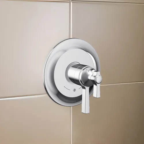 Moen Flara Two-Handle Valve Only Trim with Flow Control and Temperature Adjust, Lever Handle,  M-Core 4, Thermostatic Cartridge, Chrome - UTS4910