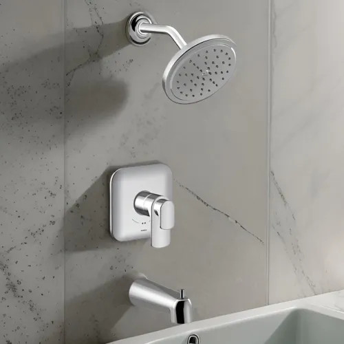 Moen Rizon Tub/Shower Faucet with Two-Handle Flow Control and Temperature Adjust Valve Trim, Lever Handles, M-Core 4, Thermostatic Cartridge, Chrome - UT4813EP