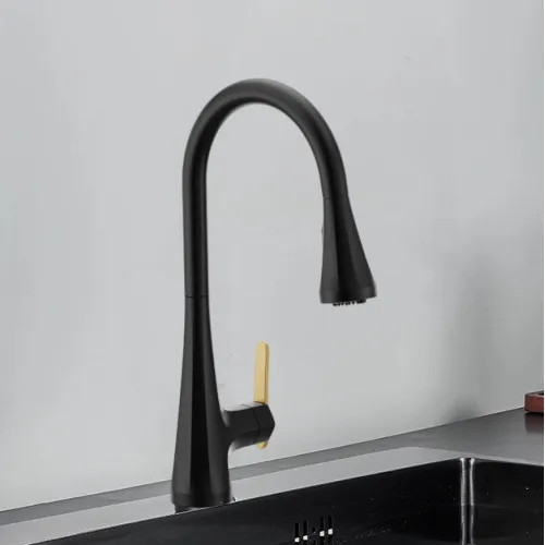 Moen Sinema Matte Black Single-Handle High-Arc Pulldown Kitchen Faucet with 3-Water Filter Function Spray Wand, WaterSense, PowerClean, ADA-Compliant, 1.5 GPM - FS7235BL