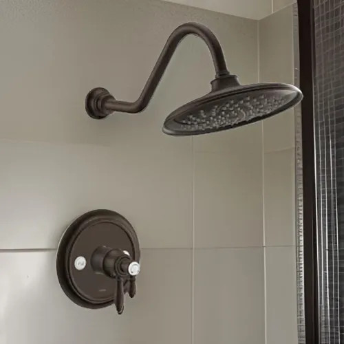 Moen Weymouth 9" Eco-Performance Rainshower Faucet, Lever Handle, Two Function, M-Core 4, Thermostatic Cartridge, 1.75 GPM, Oil Rubbed Bronze - UTS43102EPORB