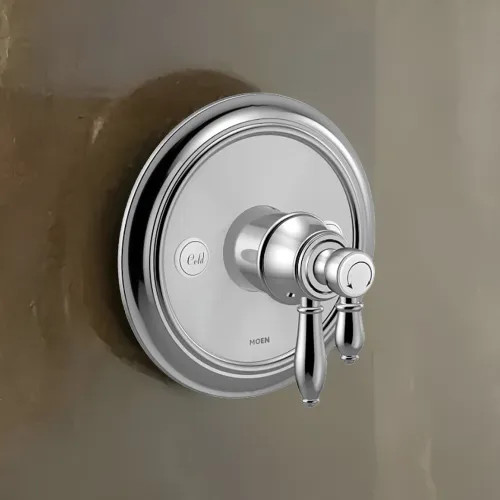 Moen Weymouth Two-Handle Valve Only Trim with Flow Control and Temperature Adjust, Lever Handle,  M-Core 4, Thermostatic Cartridge, Chrome - UTS43101