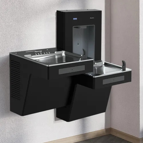 Sloan DropSpot On-Wall Bi-Level Bottle Filler Station, Filtered, Chilled, Black- DRS120-FIL-REF-BLK (33820030)