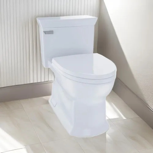 TOTO Eco Soire One-Piece Skirted Toilet with SoftClose Seat, CEFIONTECT, Elongated, Universal Height, 1.28 GPF, Cotton - MS964124CEFG#01