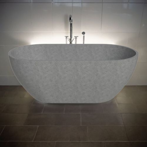 ALFI Gray Matte Solid Concrete 59in Freestanding Oval Bathtub with Center Drain - ABCO59TUB