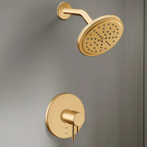 Moen Align 7" Raincan Shower Faucet, Lever Handle, Single Function, M-Core 4, Thermostatic Cartridge, 1.75 Gpm, Brushed Gold - UT4292EPBG