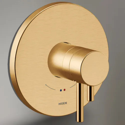 Moen Align Two-Handle Valve Only Trim w/ Flow Control and Temperature Adjust, Lever Handle, M-Core 4, Thermostatic Cartridge, Brushed Gold - UT4291BG