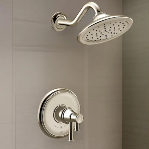 Moen Belfield 7" Raincan Shower Faucet, Lever Handle, Single Function, M-Core 4, Thermostatic Cartridge, 1.75 GPM, Polished Nickel - UT4312EPNL