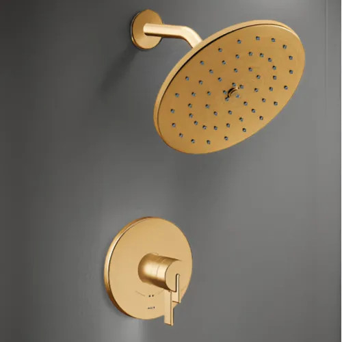 Moen CIA 10" Raincan Shower Faucet, Lever Handle, Single Function, M-Core 4, Thermostatic Cartridge, 1.75 GPM, Brushed Gold - UT4362EPBG