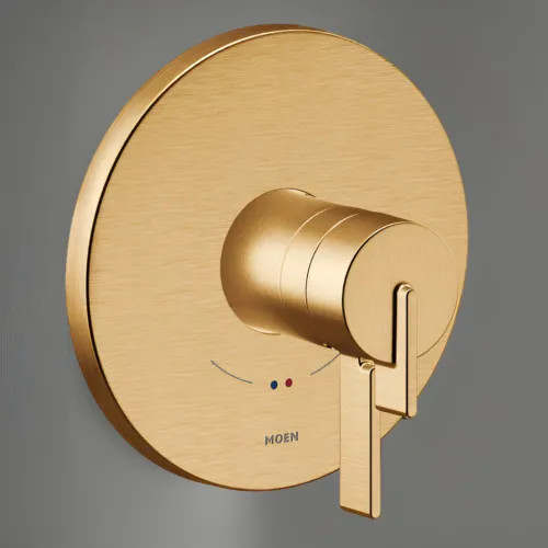 Moen CIA Two-Handle Valve Only Trim w/ Flow Control and Temperature Adjust, Lever Handle, M-Core 4, Thermostatic Cartridge, Brushed Gold - UT4361BG