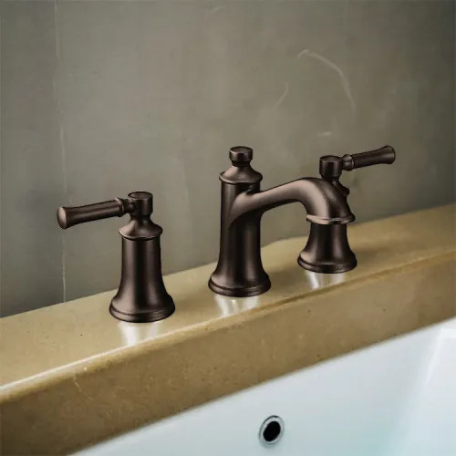 Moen Dartmoor Two-Handle High-Arc Widespread Bathroom Faucet with M-PACT Valve, ADA, 1.2 GPM, Oil Rubbed Bronze - TV6805ORB