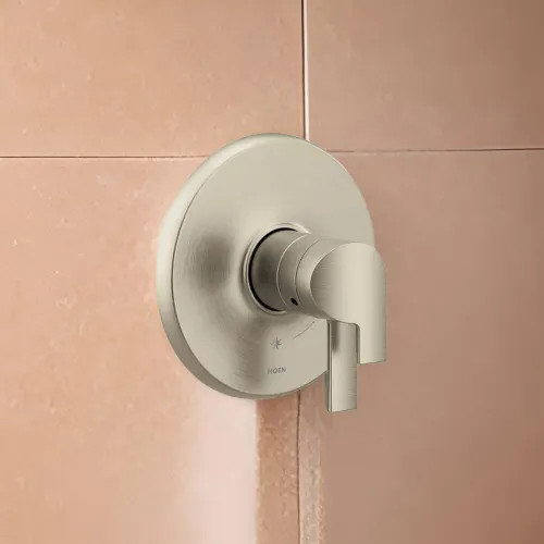 Moen Doux Two-Handle Valve Only Trim with Flow Control and Temperature Adjust, Lever Handle,  M-Core 4, Thermostatic Cartridge, Brushed Nickel - UTS4201BN
